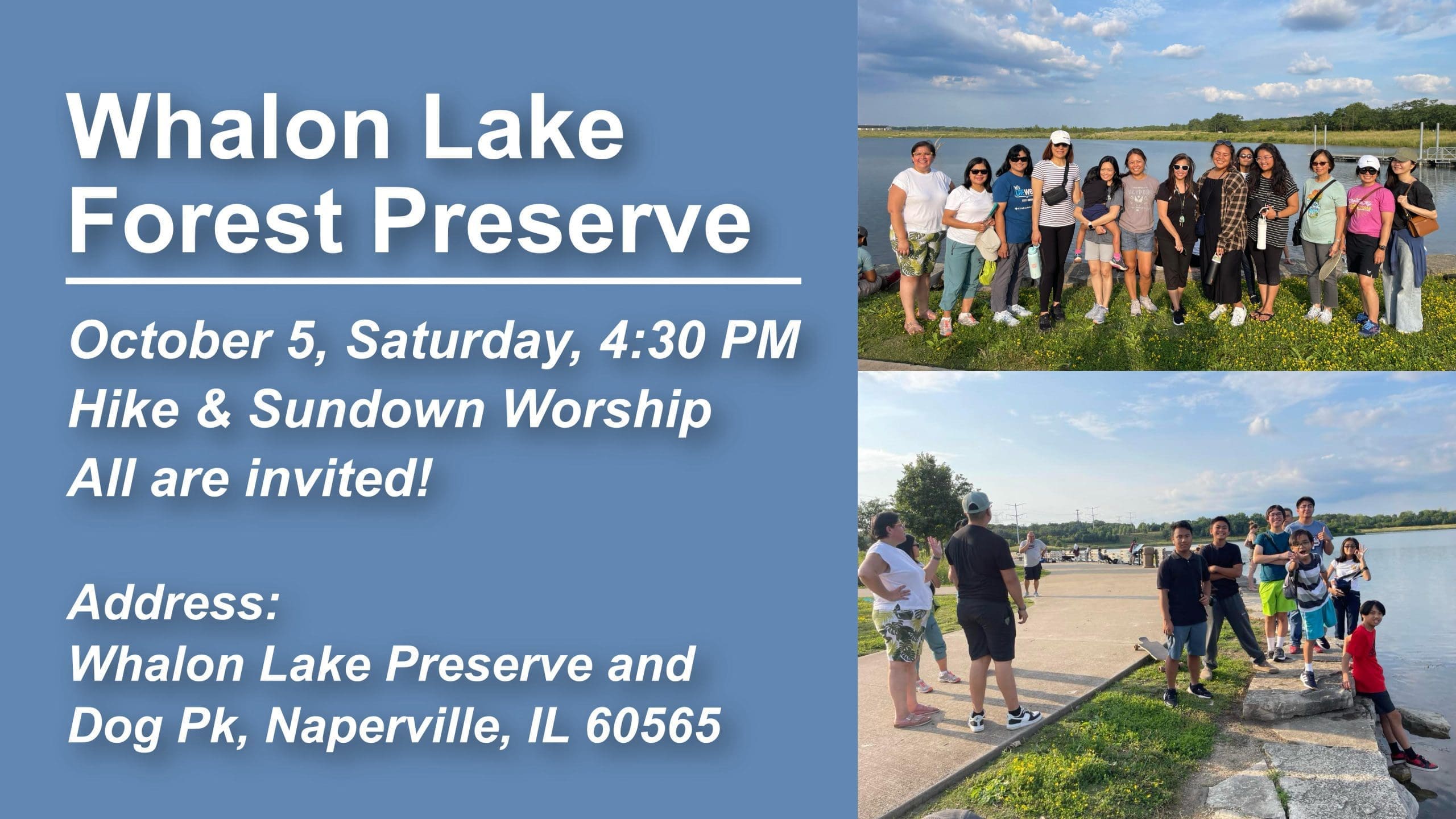 Featured image for “Whalon Lake Hike & Sundown Worship”