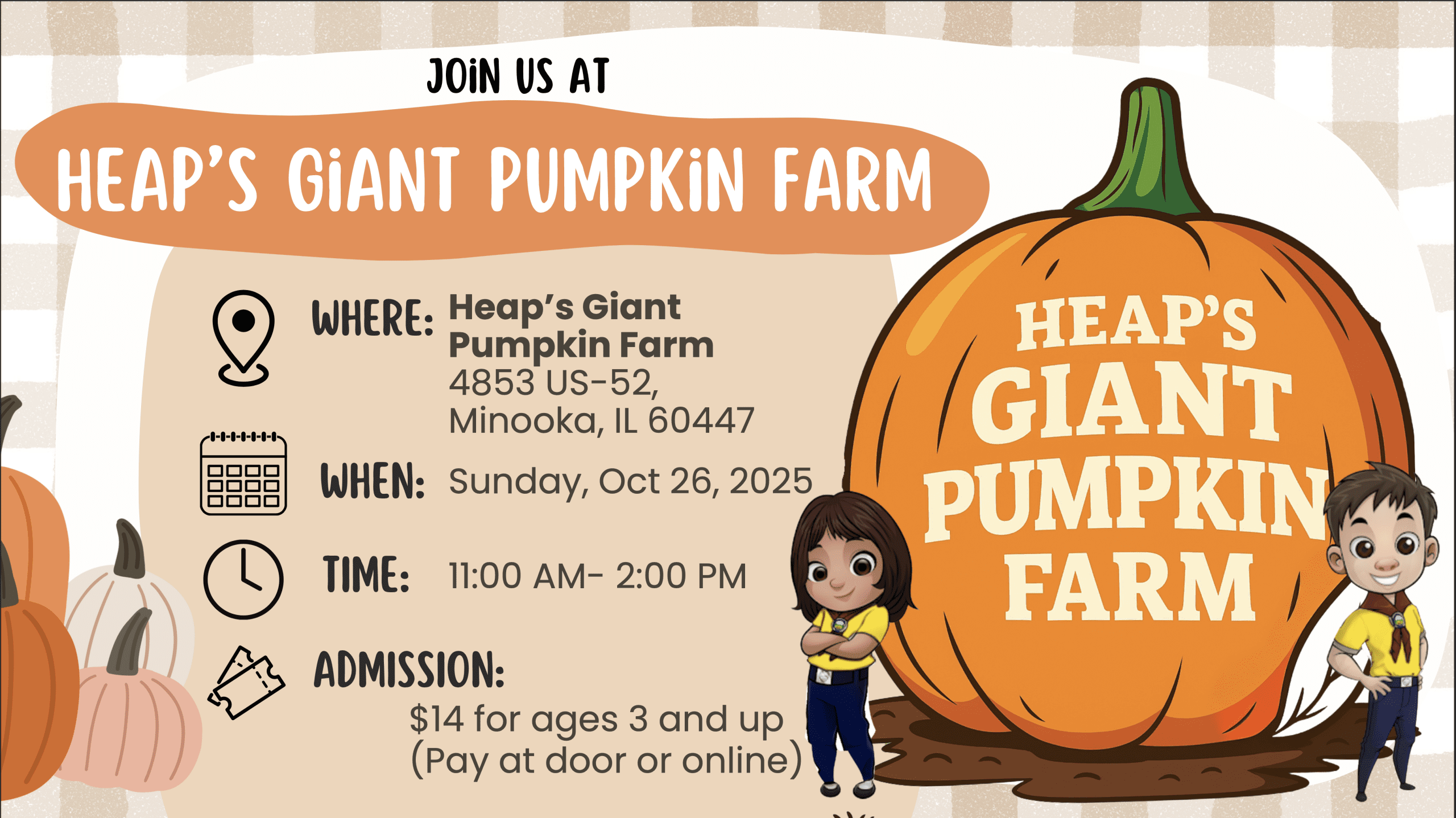 Featured image for “You’re Invited: Heap’s Giant Pumpkin Farm!”